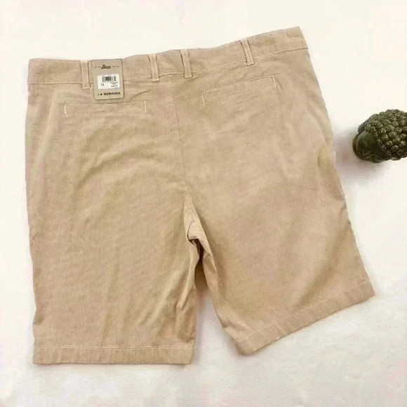 NWT G.H. Bass Co Tan Pinstripe Stretch Long Bermuda Chino Walking Short Size 14 - Picture 6 of 14